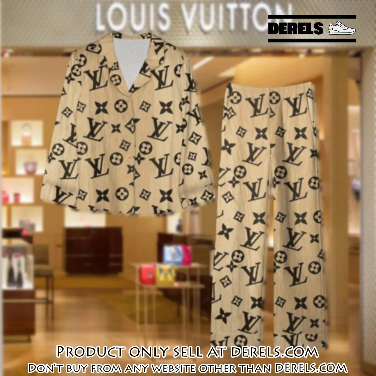 Trending luxury lv satin pajama set pjs1102 dr3428184